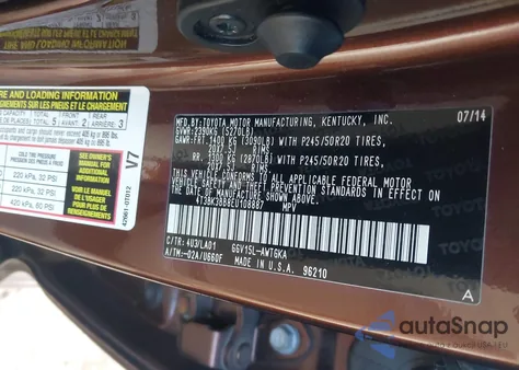 2014 Toyota Venza Xle V6 из США, поврежденный, VIN 4T3BK3BB8EU108887